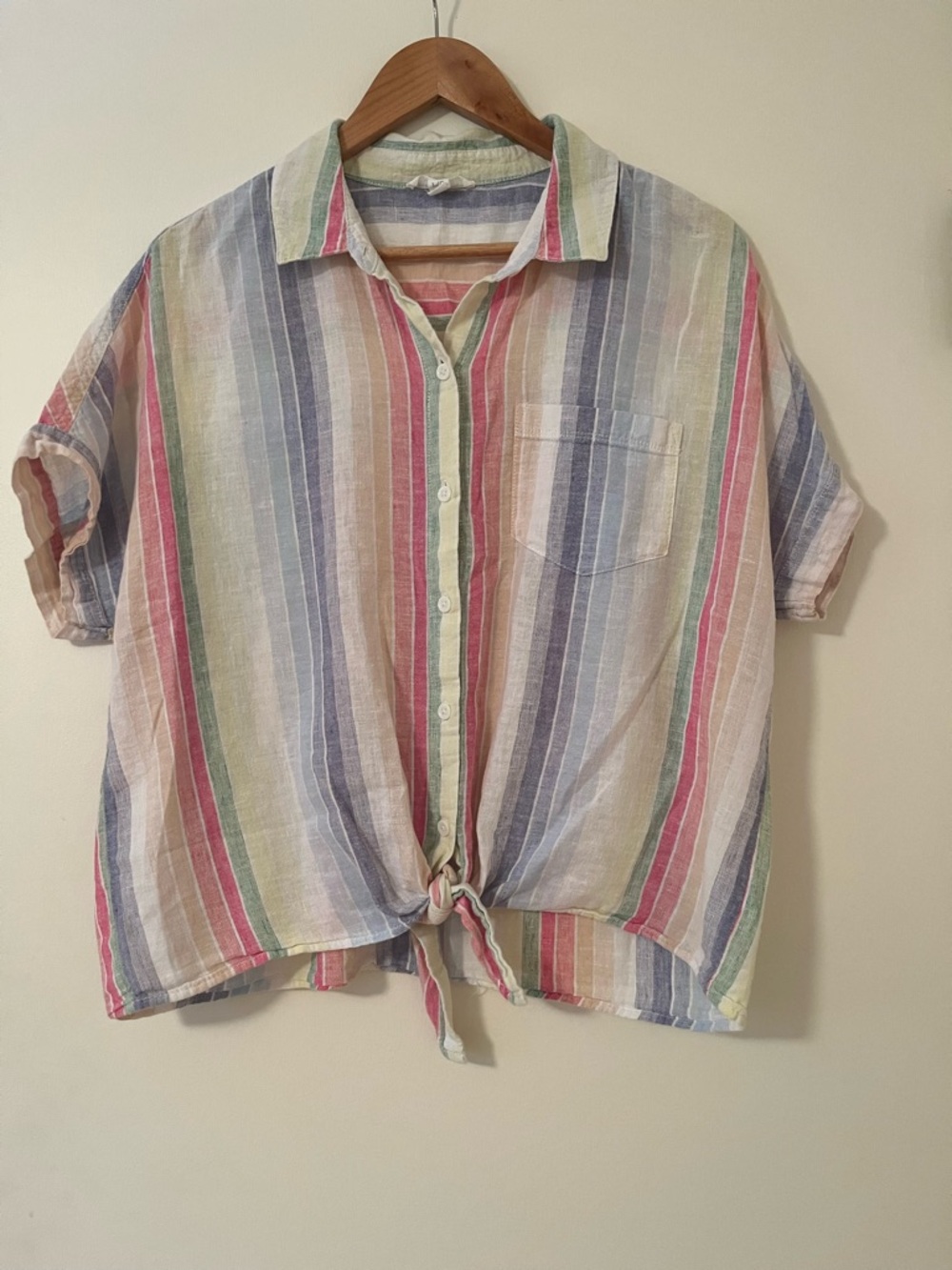 Beach Lunch Lounge Striped Tie-Front Top